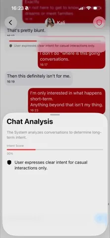 Aria app — conversation screen